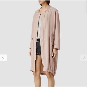AllSaints Elio Bomber Parka Coat in dusty rose - sz 2